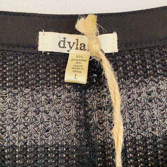 DYLAN Stripe Open Knit Henley Sweater Size Large - Picture 4 of 5